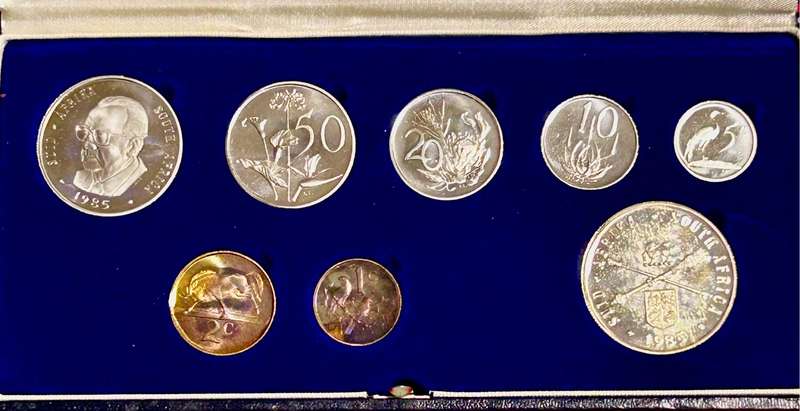 1985 SA Proof Set SILVER R1/DUBBLE R1 in Original SA Mint box LOW Mintage