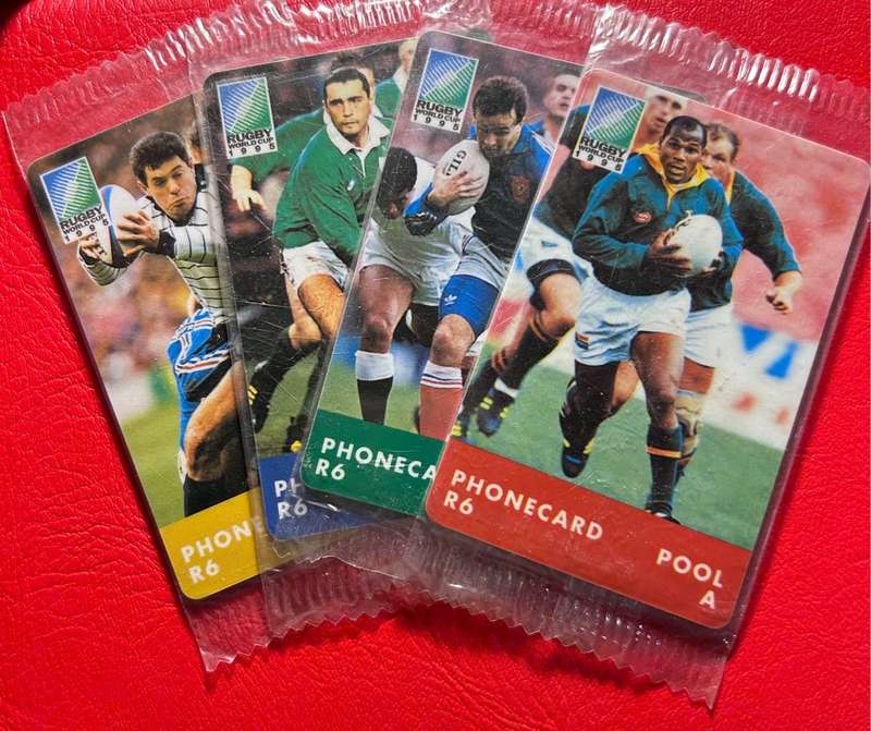 Vintage 1995 World Cup Rugby  pool phonecards (4) sealed  Chester Williams