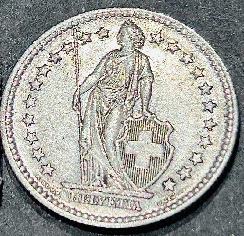 1944 SWITZERLAND SILVER 2 FRANC  HELVITIA