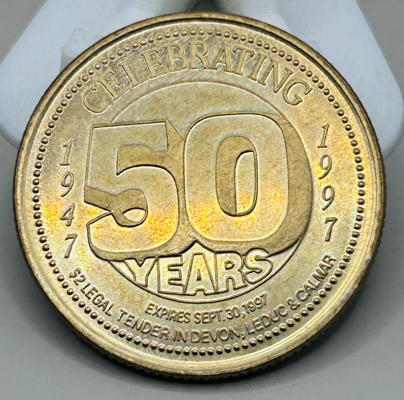 Commemorative $2 token,Alberta, Canada, celebrating the 50th anniversary Leduc No. 1 oil discovery