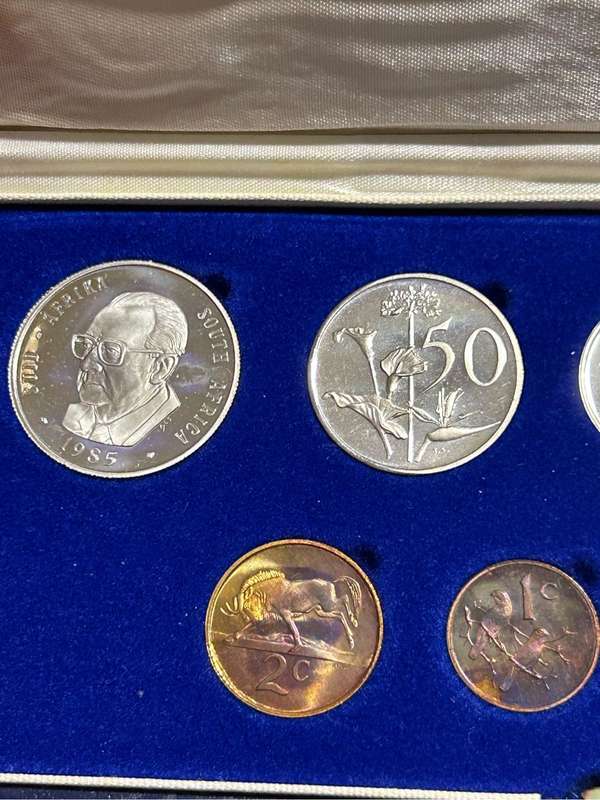 1985 SA Proof Set SILVER R1/DUBBLE R1 in Original SA Mint box LOW Mintage