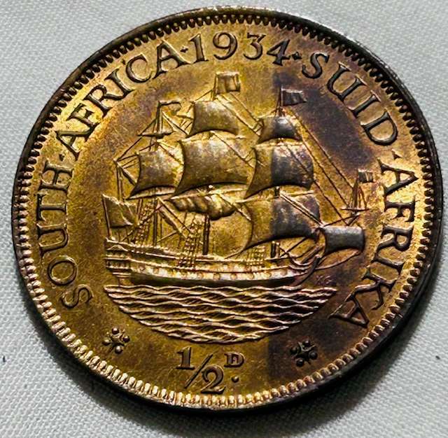 1934 UNION HALF (1/2) PENNY FULLY UNCIRCULATED MINT STATE - LOW MINTAGE