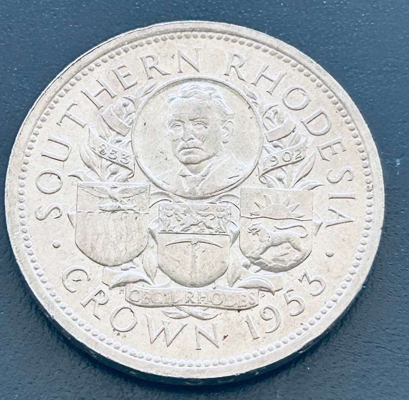 1953 SOUTHERN RHODESIA CROWN SILVER COIN LOW MINTAGE