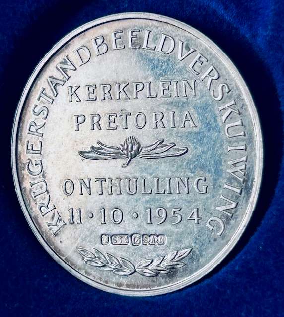 1954 Unveiling of Paul Kruger Statue SILVER Medallion - Afrikaans SCARES PROOF