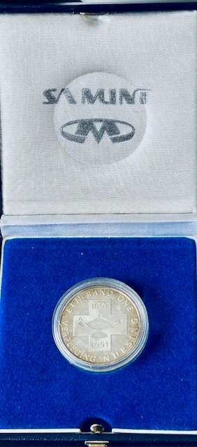 1991 SA Silver R1 Proof Nursing LOW Mintage 8 675 IN SA MINT BOX