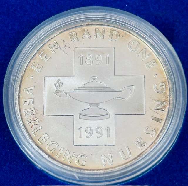 1991 SA Silver R1 Proof Nursing LOW Mintage 8 675 IN SA MINT BOX