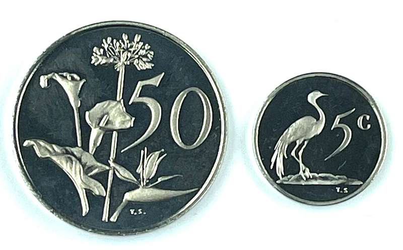 1978 proof coins (50 cent and 5 cent)