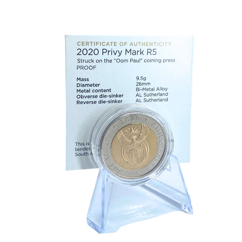 2020 South Africa Oom Paul Mintmark R5 *** Mintage ONLY 328 *** With Certificate in original box
