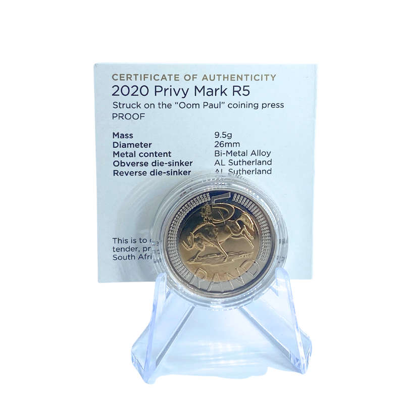 2020 South Africa Oom Paul Mintmark R5 *** Mintage ONLY 328 *** With Certificate in original box