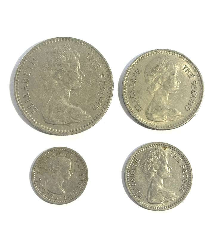 1964 Rhodesia Coins Lot x4  2 shillings (20c), 1 shilling (10c), sixpence (6d) three pence