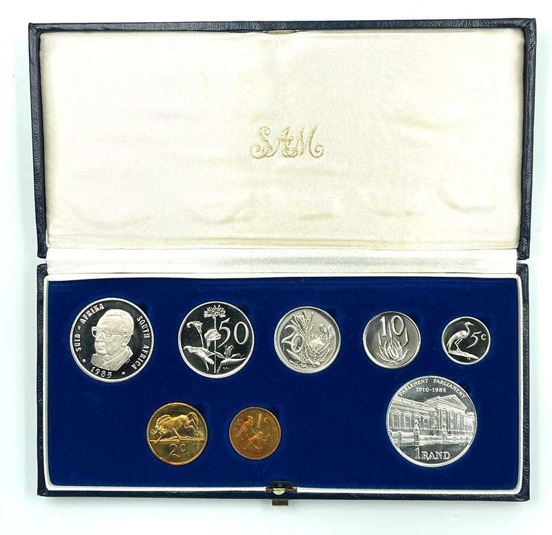 1985 South Africa Proof Coin Set in original mint box **Mintage ONLY 9859**
