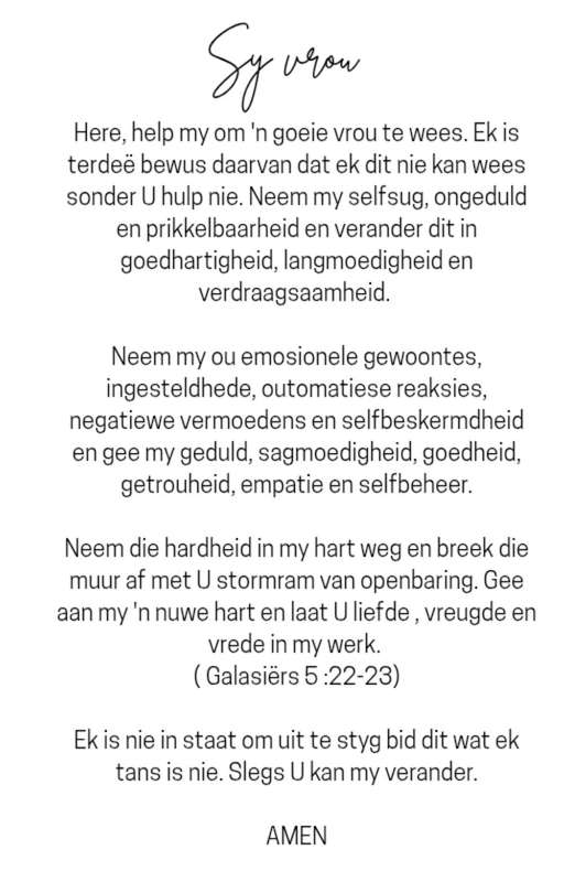 BIDDENDE VROU SE KRAG