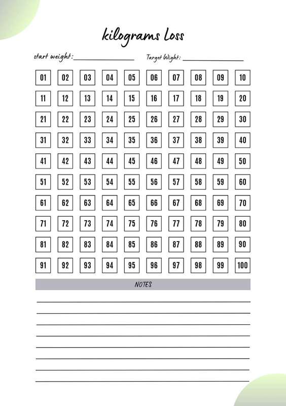 12 week weightloss planner