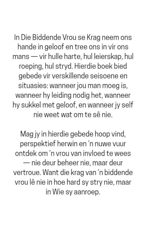 BIDDENDE VROU SE KRAG
