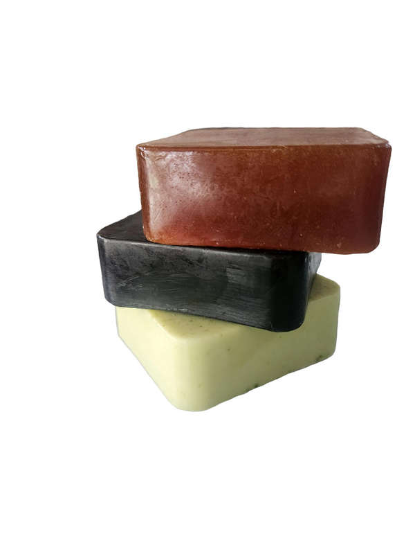 Handmade soap trio- Goat's milk & Moringa,  Turmeric & Orange, Charcoal & Tea Tree