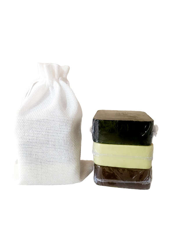 Handmade soap trio- Goat's milk & Moringa,  Turmeric & Orange, Charcoal & Tea Tree