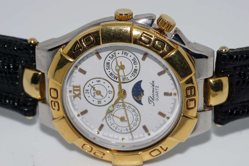 STUNNNG VINTAGE THERMIDOR GOLD WATCH - Day, date, hour and moonphase