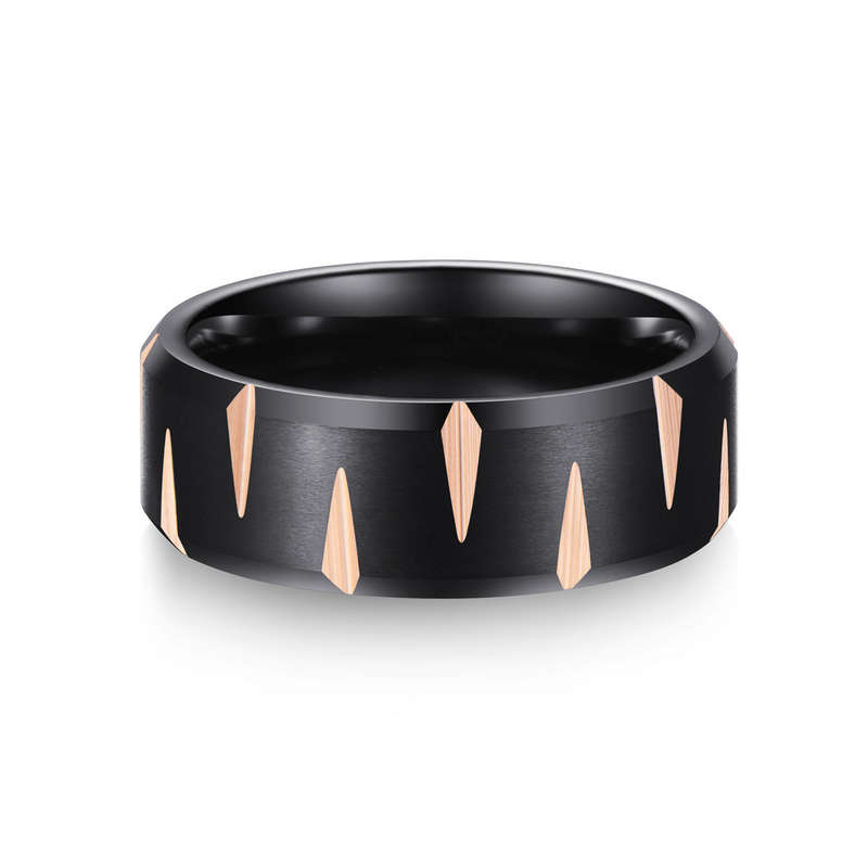 Mens Black & Rose Gold Tungsten Ring - Size 7