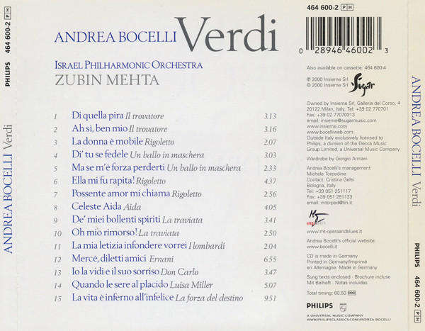 Andrea Bocelli - Verdi (Music CD)