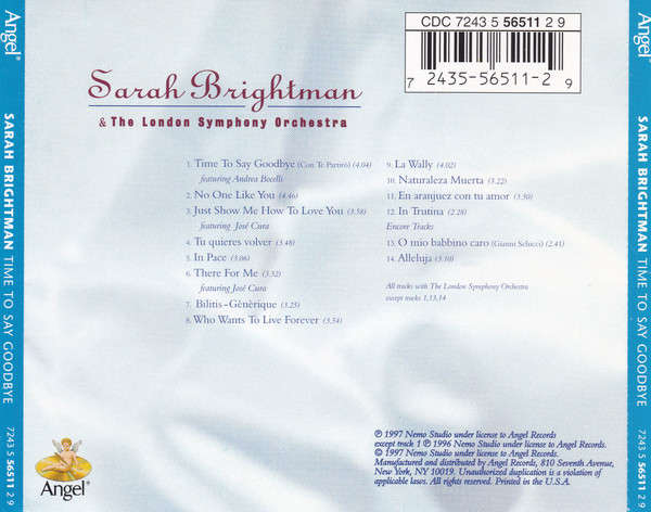Sarah Brightman - Time to Say GoodBye (Music CD)