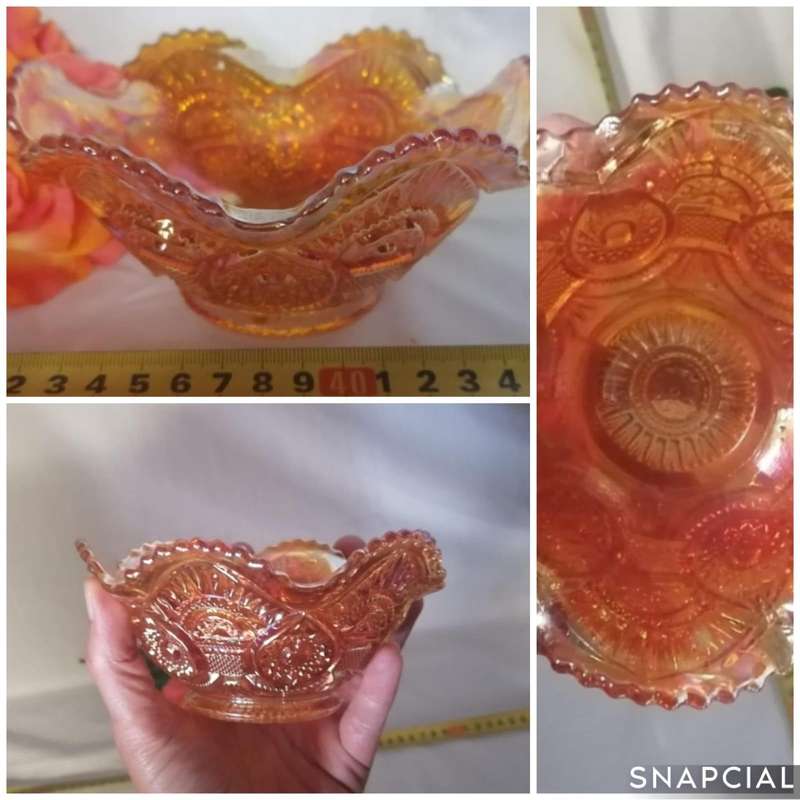 GORGEOUS CARNIVAL GLASS SWEET DISH