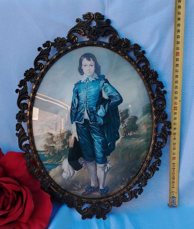 19th CENTURY 'LITTLE BOY BLUE' PRINT IN BRASS FRAME