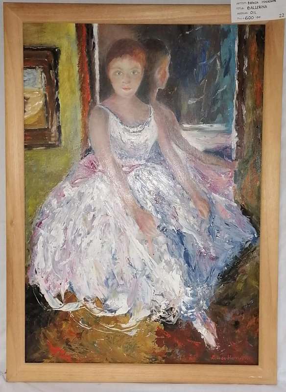 FRAMED OIL PAINTING OF BALLERINA-ARTIST BRENDA HARRISON