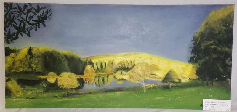 UNFRAMED OIL PAINTING ON BOARD TITLED AMBER GLEN HEIGHTS-ARTIST BRENDA HARRISON