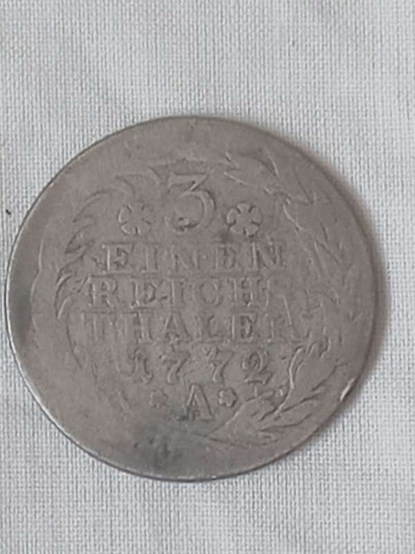 Rare vintage collectors 1772 Deutschland 3 Einen Reich Thaler coin