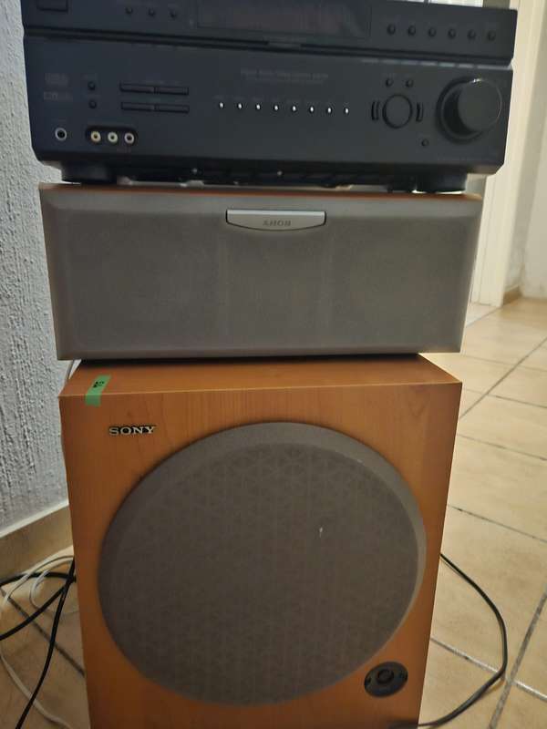 Complete Sony Surround sound system with wiring and both remotes in working condition