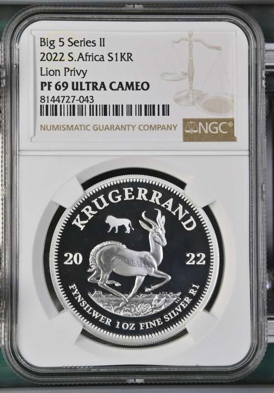 2022 Silver Krugerrand 1oz Lion Privy NGC PF69