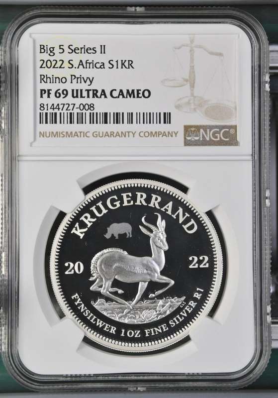 2022 Silver Krugerrand 1oz Rhino Privy NGC PF69