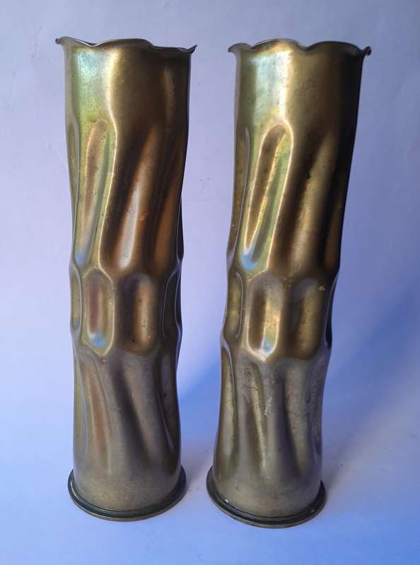 Boer War Pair Trench Art Shell Casings. Dated 1901. 27cm.