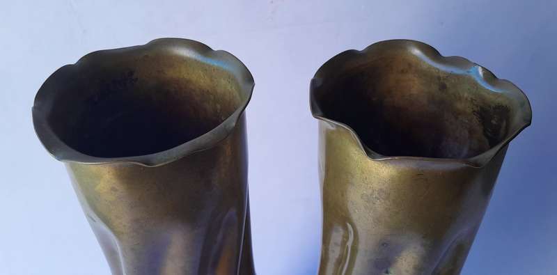 Boer War Pair Trench Art Shell Casings. Dated 1901. 27cm.
