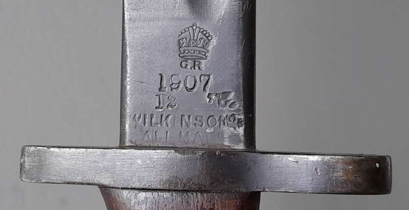 S.A. Police Issue WW2 1907 Pattern Wilkinson Sword Bayonet With Rare Brown Leather Scabbard.