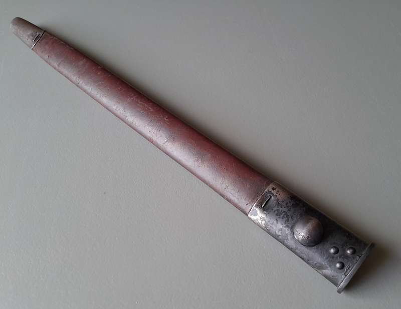 S.A. Police Issue WW2 1907 Pattern Wilkinson Sword Bayonet With Rare Brown Leather Scabbard.