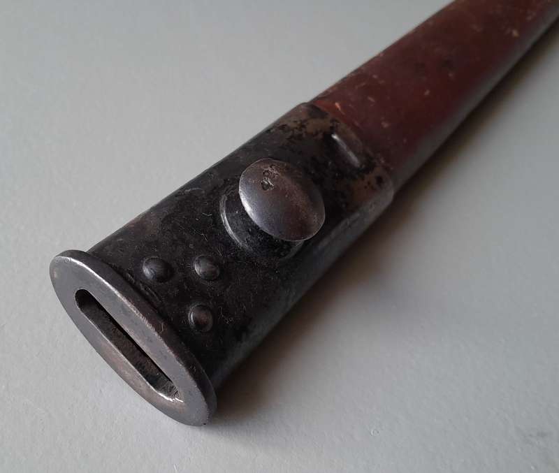 S.A. Police Issue WW2 1907 Pattern Wilkinson Sword Bayonet With Rare Brown Leather Scabbard.