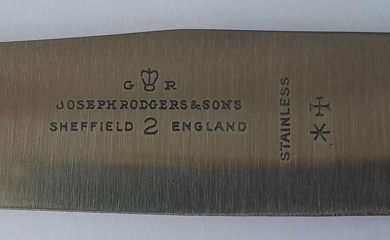 Antique Joseph Rodgers & Sons Set Of Six Dessert Knives With Ivorine Handles. Rare Original Box.