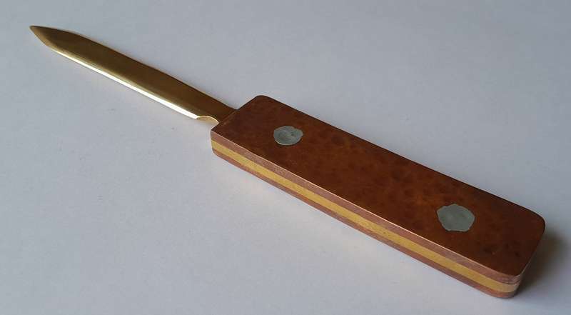 Vintage Hand Forged Solid Copper And Brass Letter Opener. 19.5 cm.