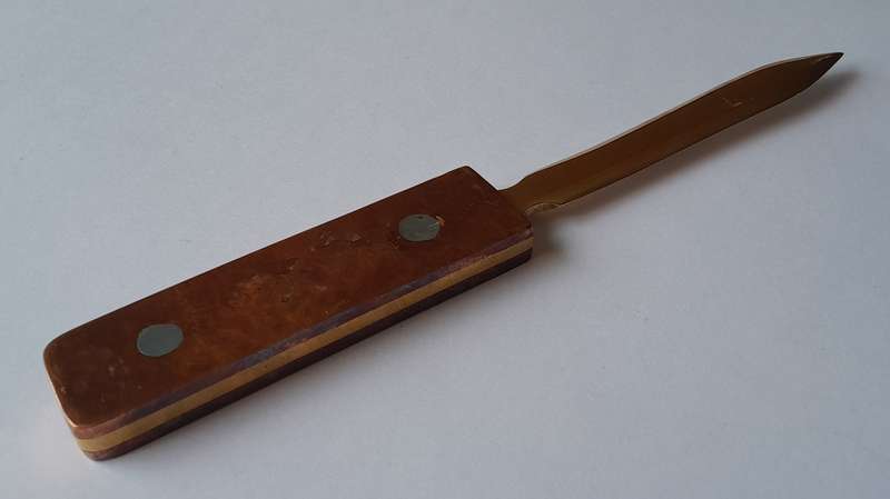 Vintage Hand Forged Solid Copper And Brass Letter Opener. 19.5 cm.