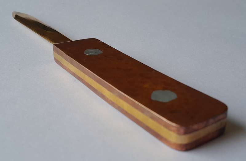 Vintage Hand Forged Solid Copper And Brass Letter Opener. 19.5 cm.
