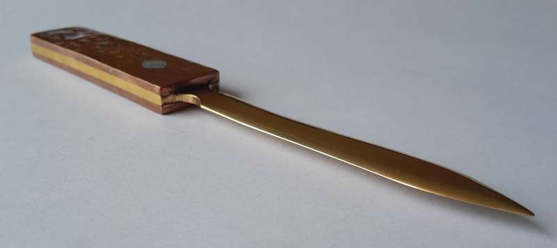 Vintage Hand Forged Solid Copper And Brass Letter Opener. 19.5 cm.