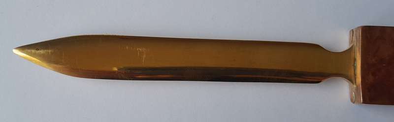Vintage Hand Forged Solid Copper And Brass Letter Opener. 19.5 cm.