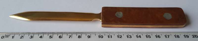 Vintage Hand Forged Solid Copper And Brass Letter Opener. 19.5 cm.