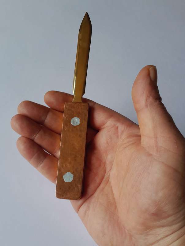 Vintage Hand Forged Solid Copper And Brass Letter Opener. 19.5 cm.