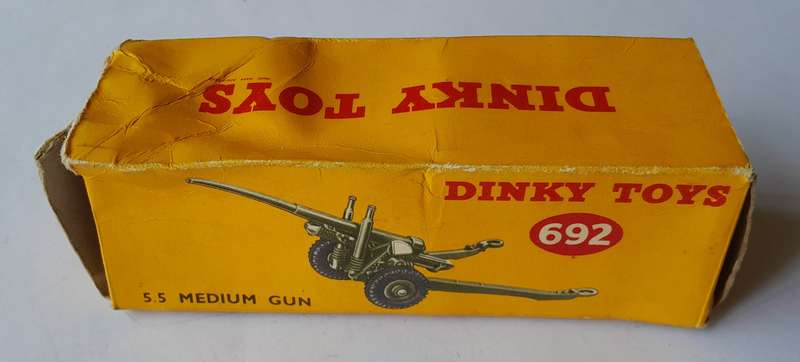 Dinky Toys 692 5.5 Medium Gun In Original Box. 13.4cm.