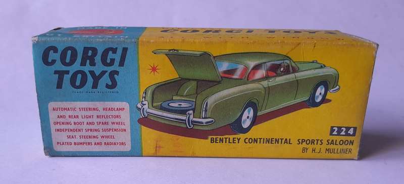 "Reserved" Corgi Toys 224 Bentley Continental In Original Box. 10.9cm.