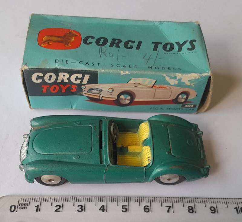 Corgi Toys 302 MGA Sports In Original Box. 8.9cm.