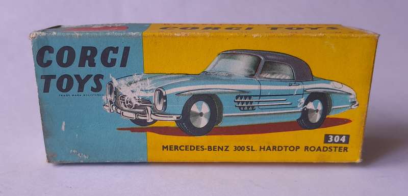 Corgi Toys 304 Mercedes 300SL Hardtop Roadster In Original Box. 9.5cm.