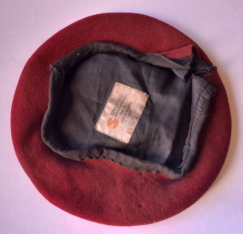 Vintage SADF Beret By "Specifico". Maroon. Dated 1992. Size : 53.
